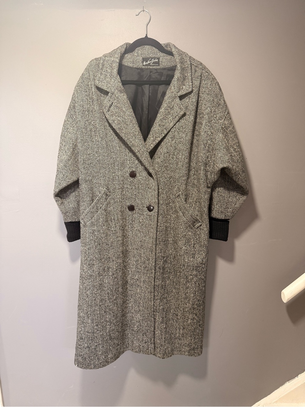 Vintage Long Herringbone Trench Coat